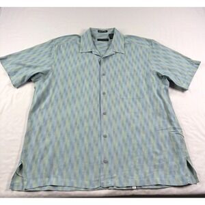 Jhane Barnes Shirt Mens L Geometric Button Up Japan Fabric Loop Collar Vintage